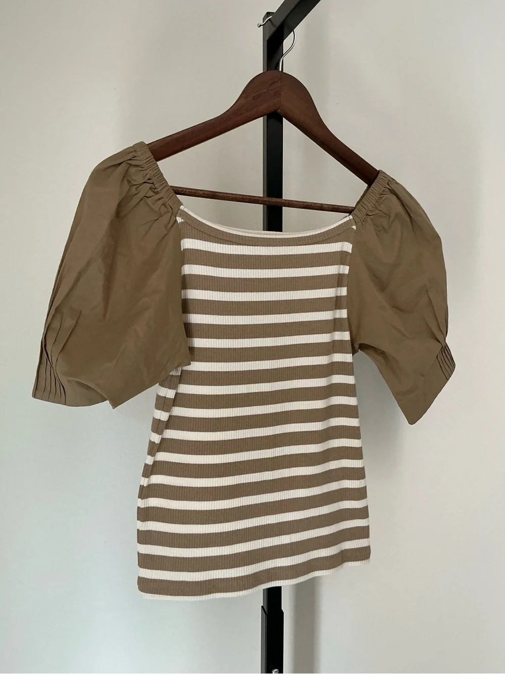 🆕 J Crew | Striped Knit Top with Puff Sleeves